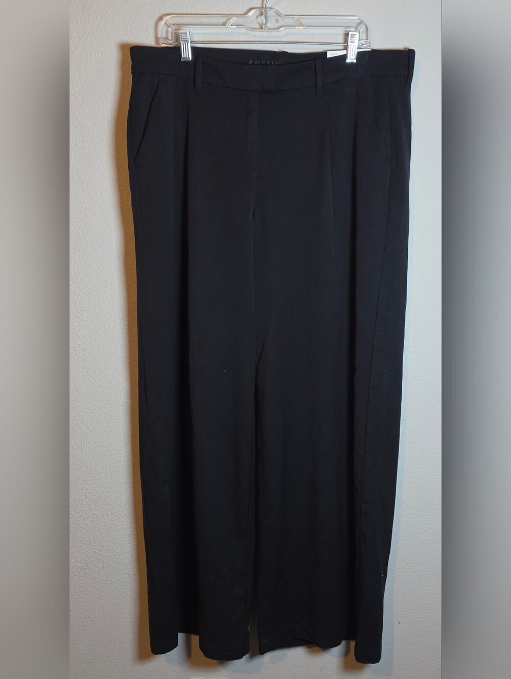 AE American Eagle Curvy Wide Leg Trousers Size 14 NWT Black High Waist Workwear - Picture 3 of 8
